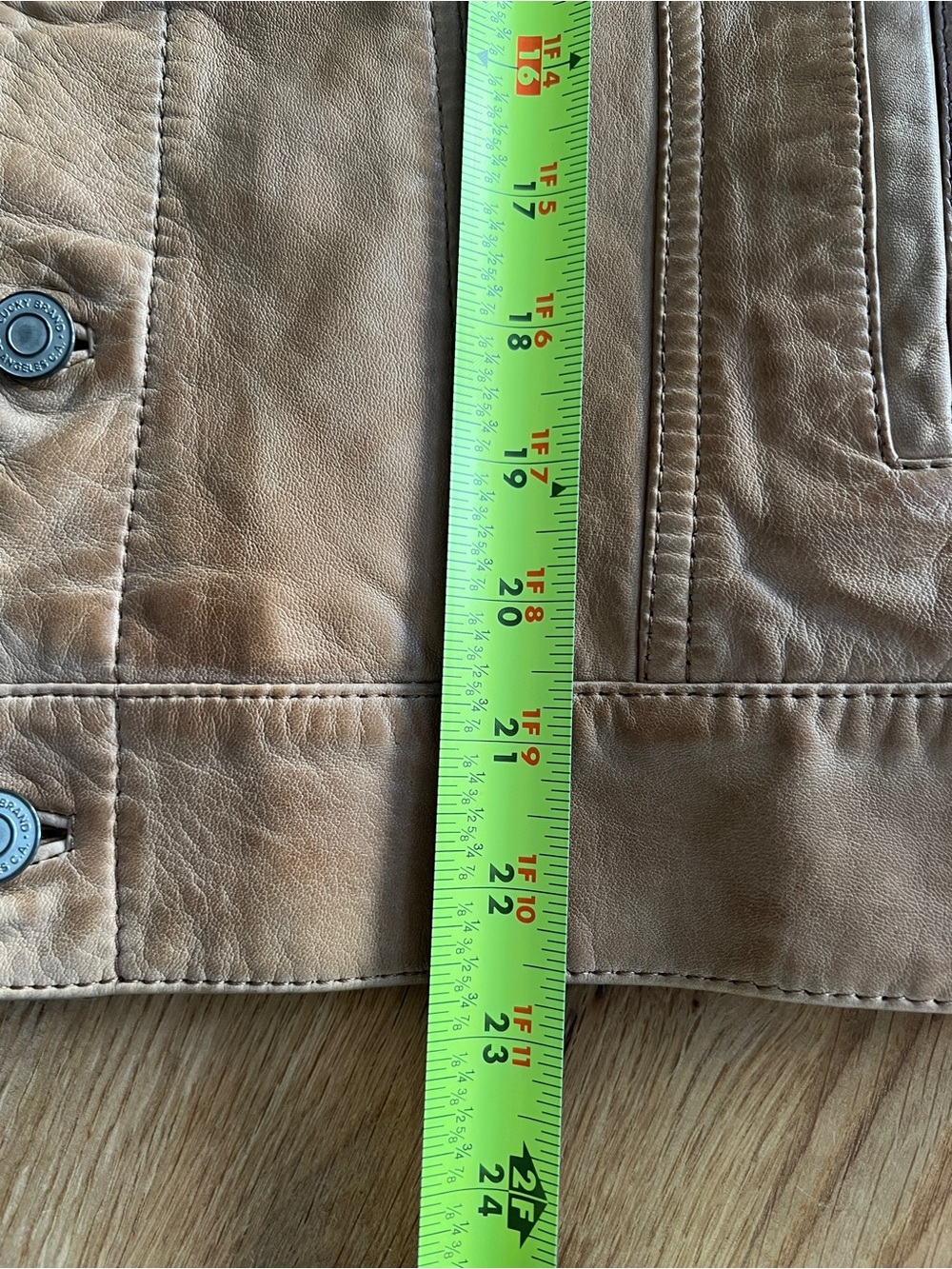 LUCKY BRAND LEATHER TRUCKER JACKET, SIZE M. - Picture 12 of 16